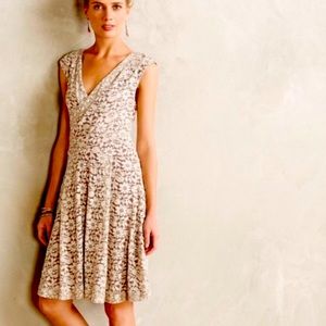 Anthropologie Maeve Cream Faux Wrap Lace Dress